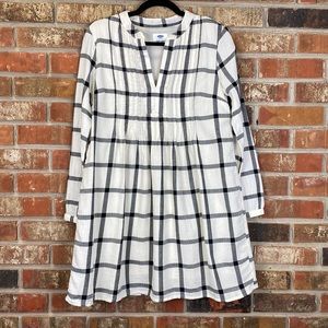 🎃 Old Navy Black White Windowpane Checked Long Sleeve Dress 🎃
